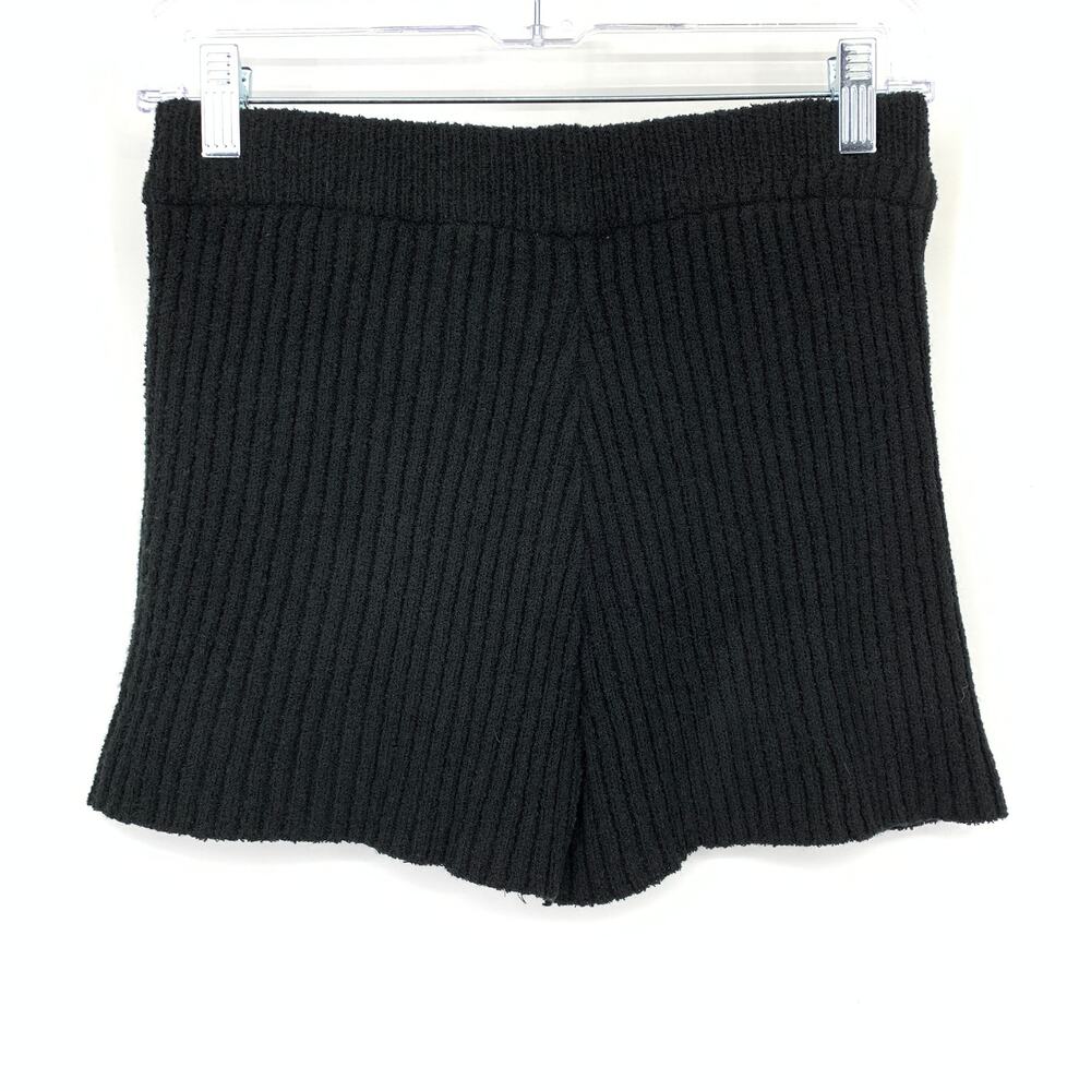 Unbranded Ribbed Knit Shorts Womens Size Small Pull On Waist Black - Picture 2 of 5